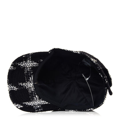 Chanel Tweed Cap Hat L Black White 5 of 7