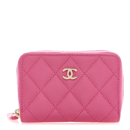 Chanel Caviar Quilted Zip Coin Purse Pink 1 of 7