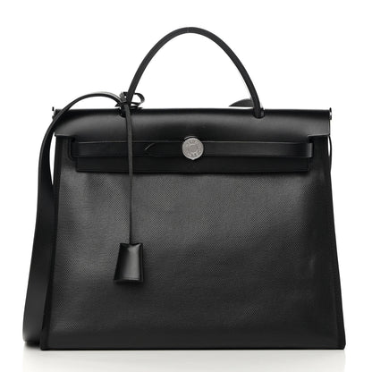 Hermes Toile H Berline Vache Hunter Herbag Zip PM 31 Black Ecru 3 of 15