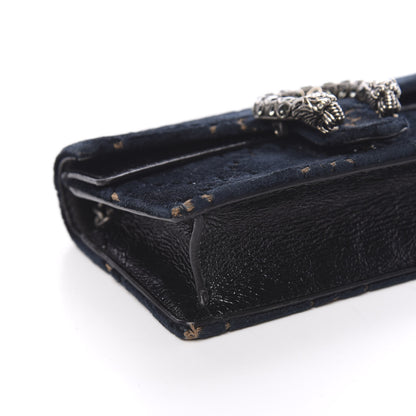 Gucci Velvet GG Monogram Super Mini Dionysus Shoulder Bag Blue Beige Black 6 of 10