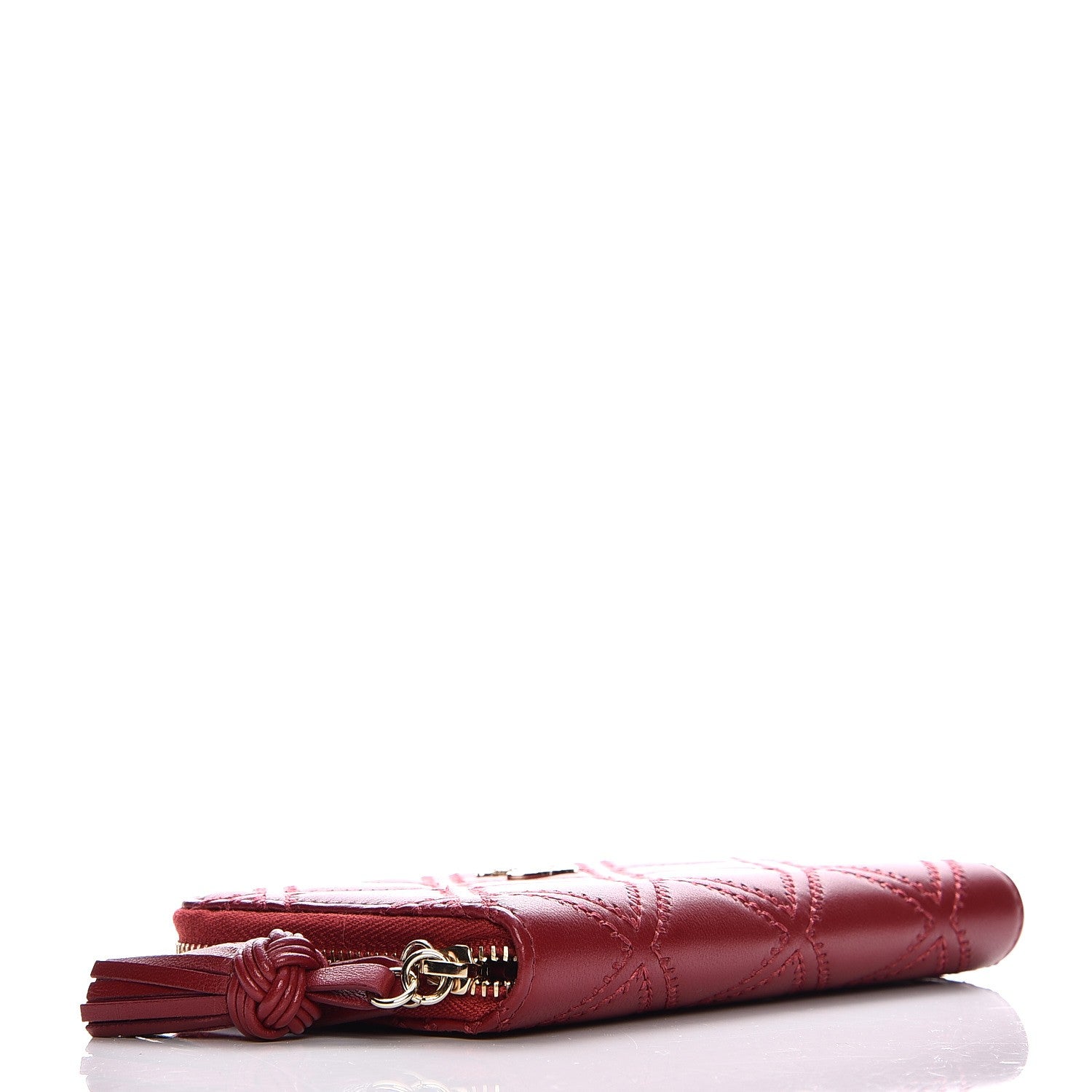 Chanel Lambskin Quilted Medium Zip Around Wallet Dark Red 4 of 9