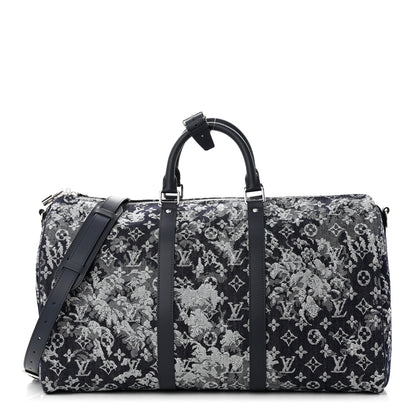 Louis Vuitton Monogram Tapestry Keepall Bandouliere 50 Bleu 1 of 10