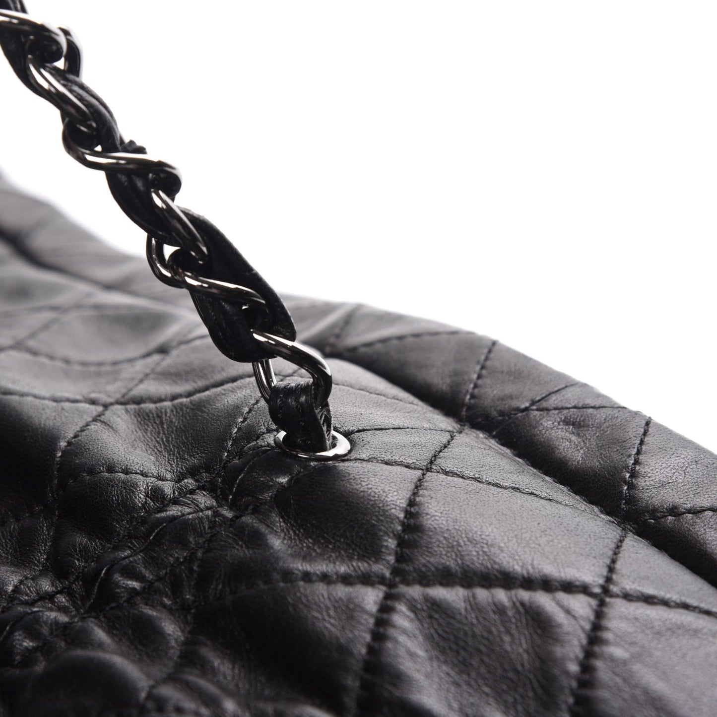 Lambskin East West Sharpei Shopping Tote Black