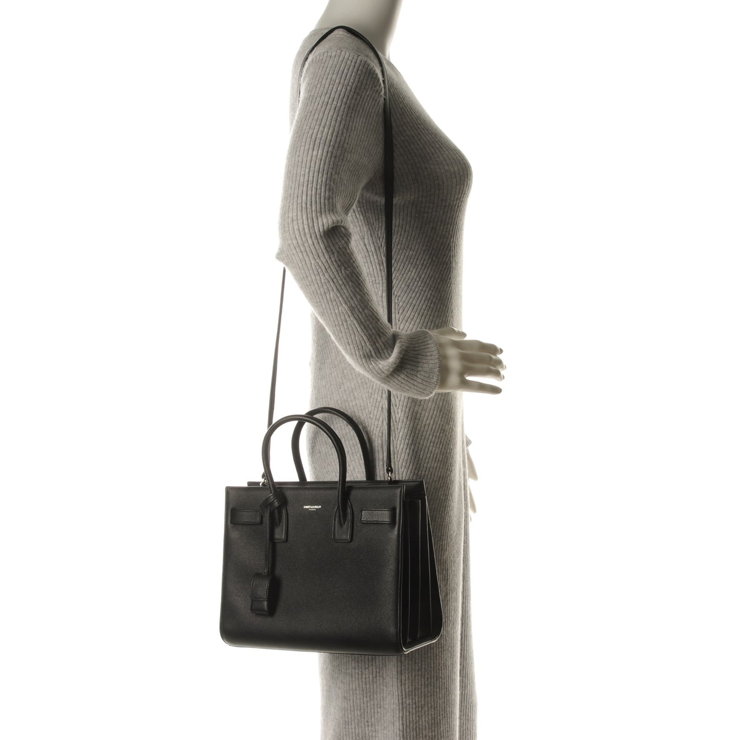 Grained Calfskin Baby Sac De Jour Black