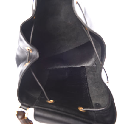 Gucci Calfskin XL Bamboo Drawstring Sling Black 7 of 10
