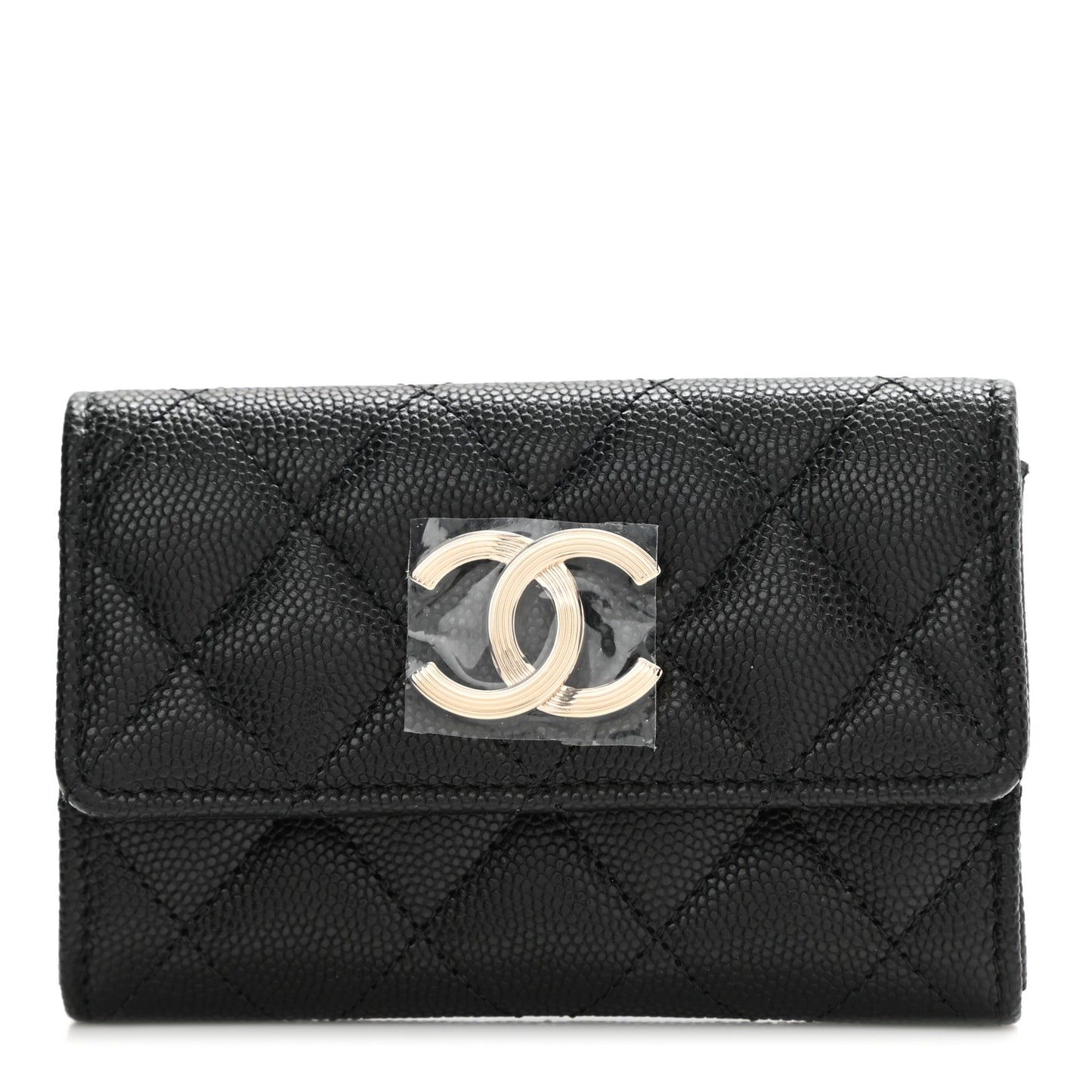 Caviar Quilted CC Racing Flag Flap Card Holder Black