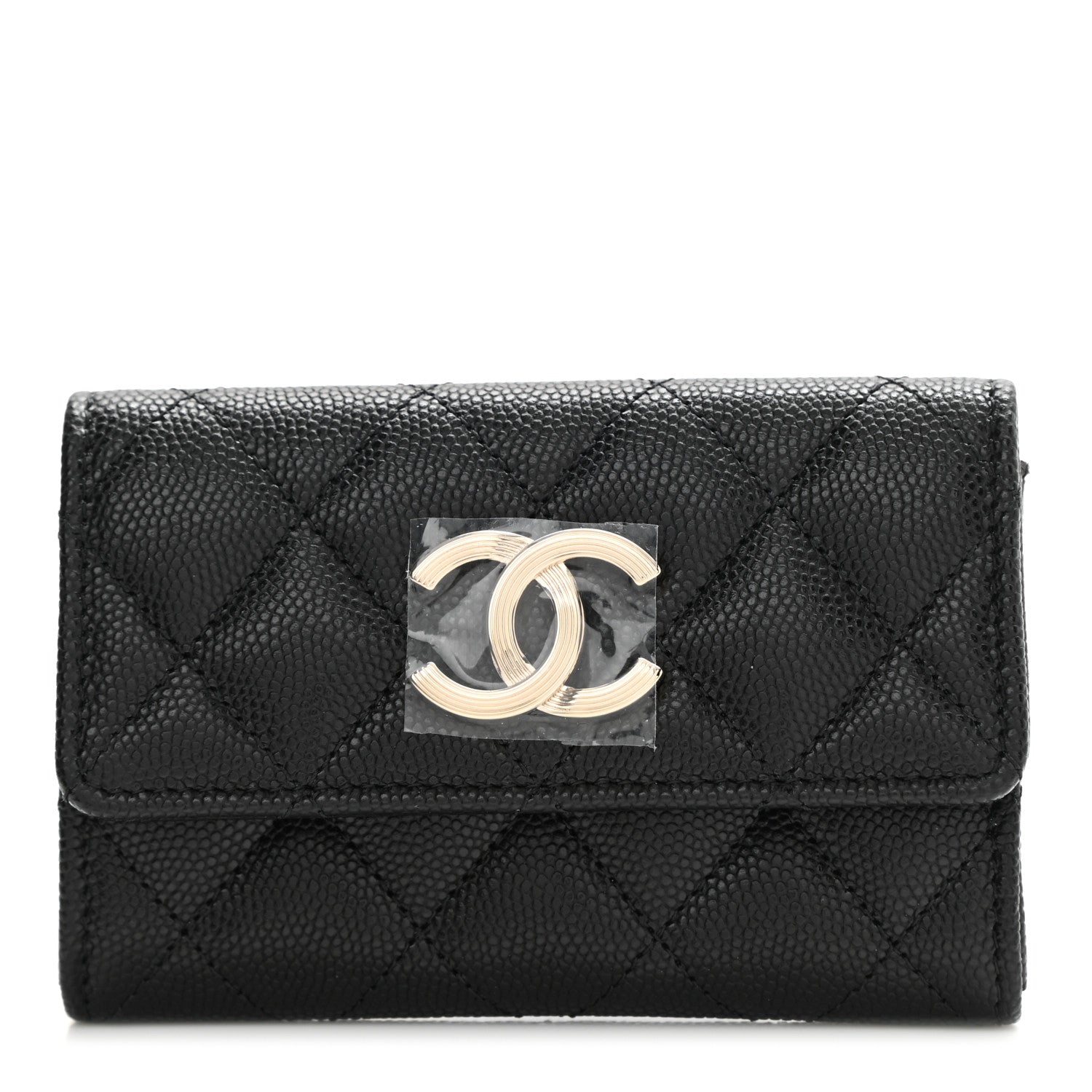 Chanel Caviar Quilted CC Racing Flag Flap Card Holder Black 1 of 9