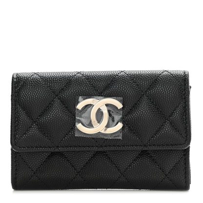 Chanel Caviar Quilted CC Racing Flag Flap Card Holder Black 1 of 9