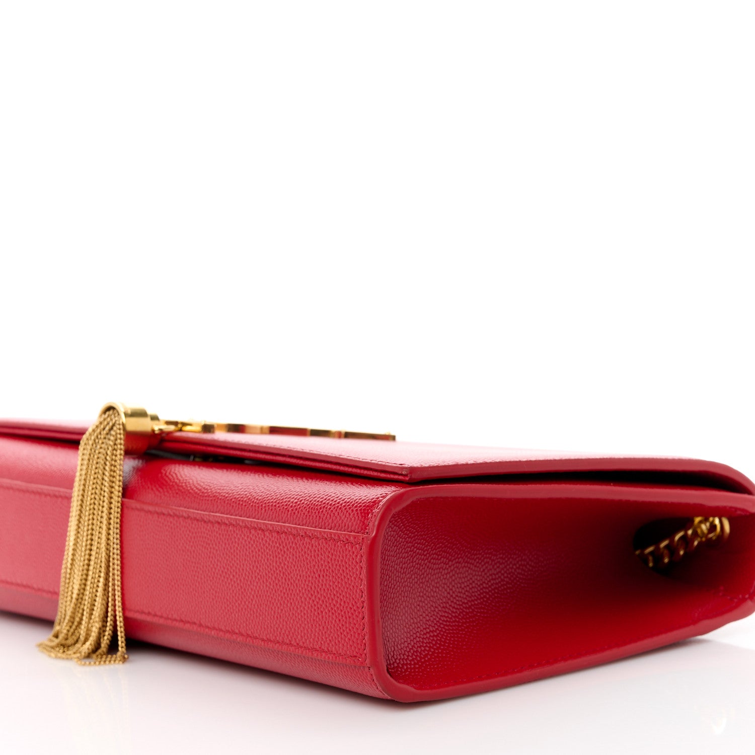 Saint Laurent Grain De Poudre Medium Classic Monogram Kate Tassel Satchel Lipstick Red 11 of 11