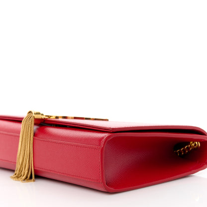 Saint Laurent Grain De Poudre Medium Classic Monogram Kate Tassel Satchel Lipstick Red 11 of 11
