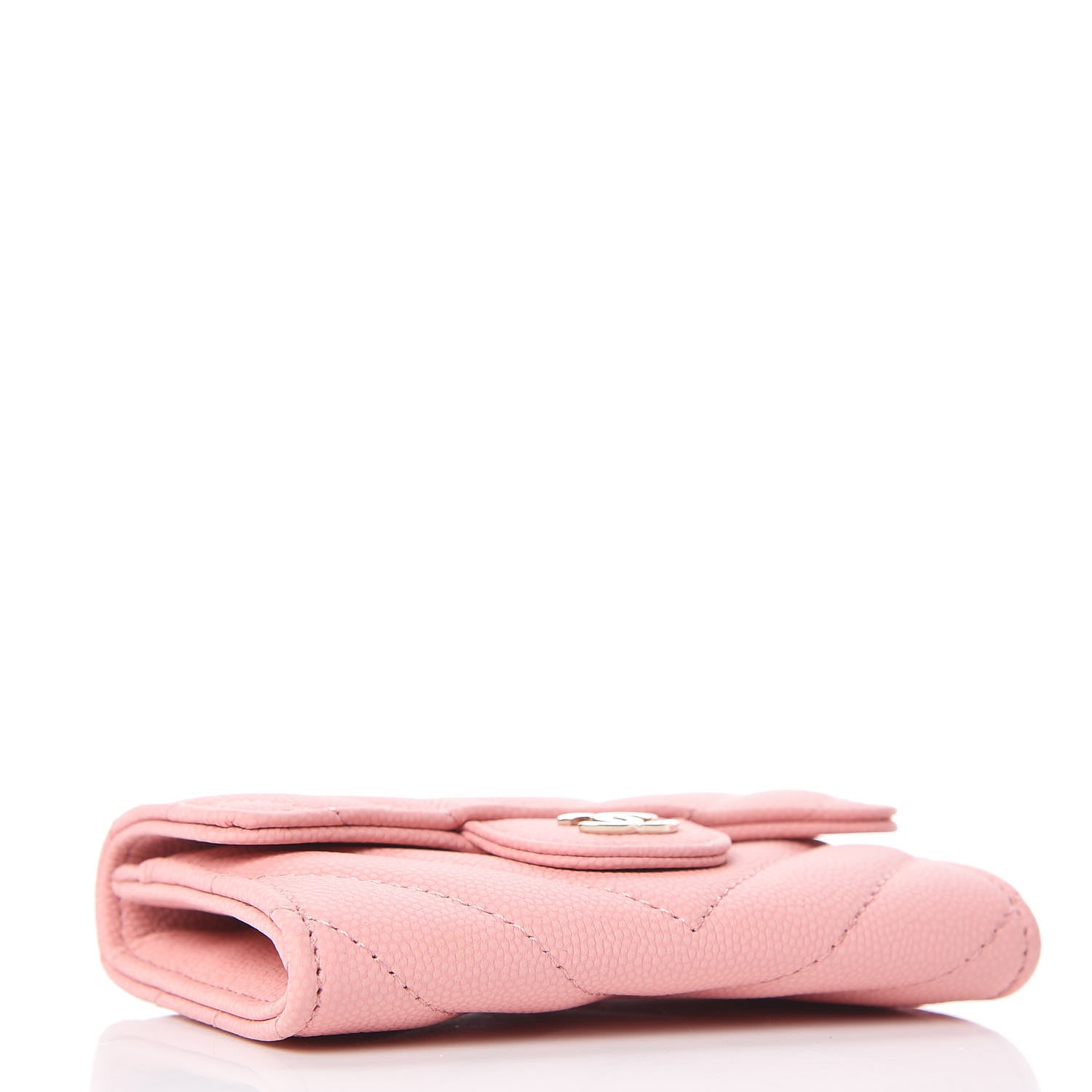 Chanel Caviar Chevron Quilted Flap Card Holder Pink 4 of 8