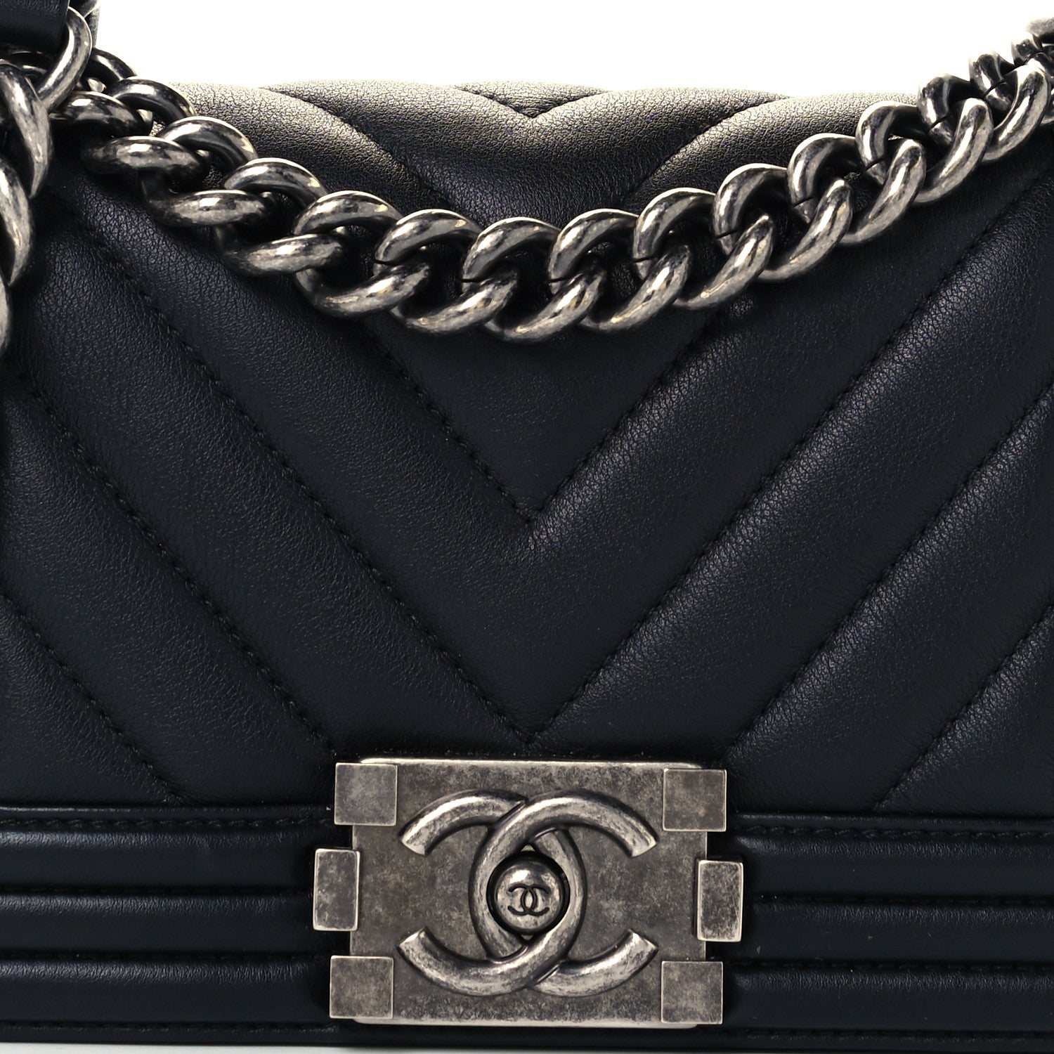 Chanel Calfskin Chevron Quilted Small Boy Flap Black 7 of 9