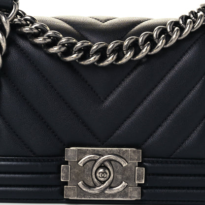 Chanel Calfskin Chevron Quilted Small Boy Flap Black 7 of 9