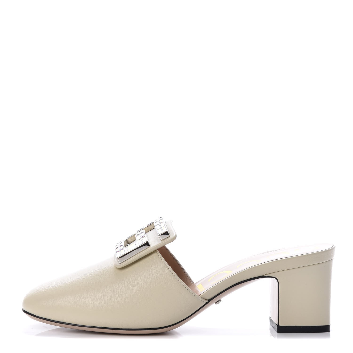 Gucci Malaga Kid Crystal Square G Madelyn Mules 37 Vintage White 1 of 10