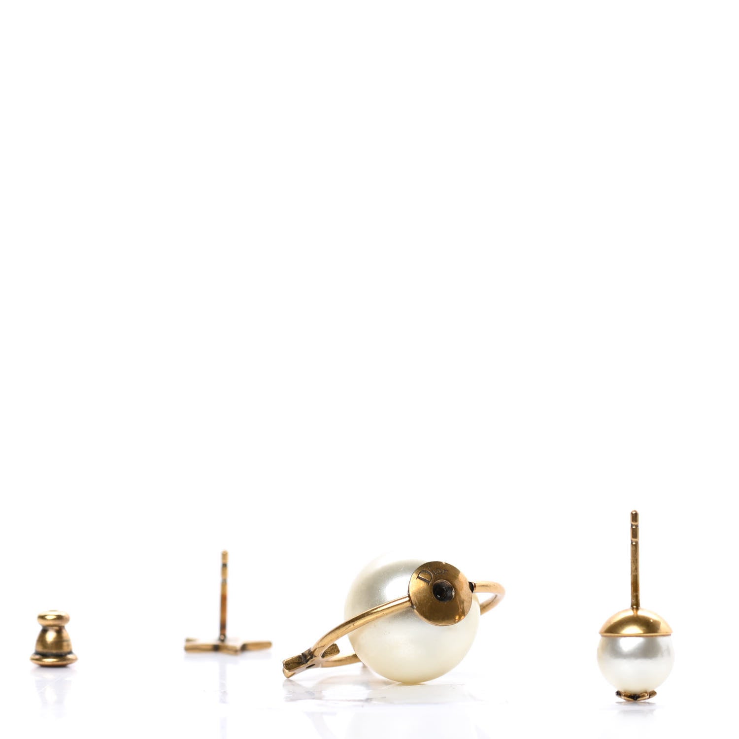 Christian Dior Pearl Dior Astre Lunaire Tribales Asymmetric Earrings Gold 3 of 4