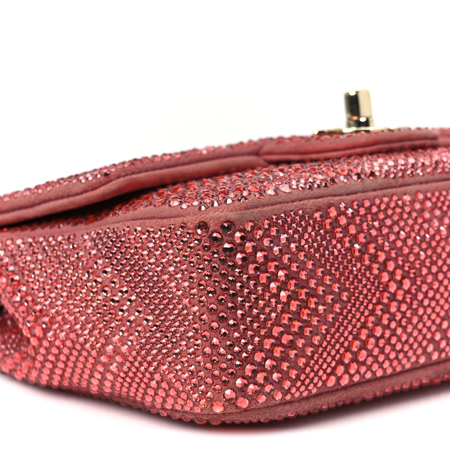 Metallic Goatskin Strass Small Flap Bag Pink