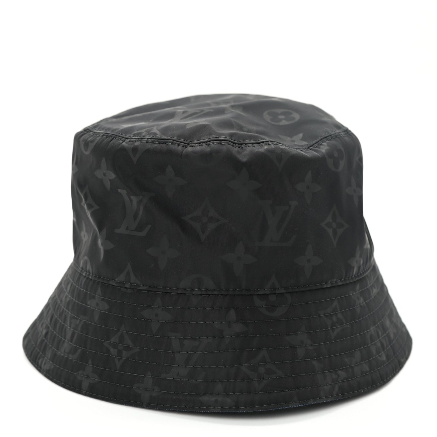 Nylon Wool Monogram Reversible MNG Rain Bucket Hat M Black Navy
