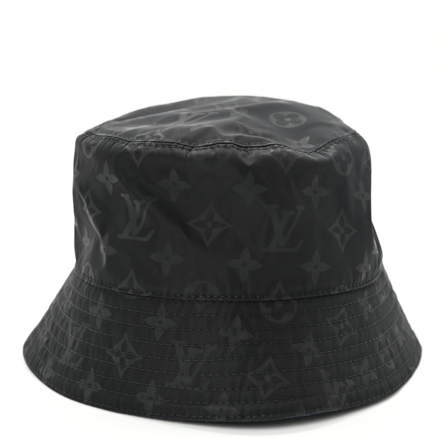 Louis Vuitton Nylon Wool Monogram Reversible MNG Rain Bucket Hat M Black Navy 9 of 16