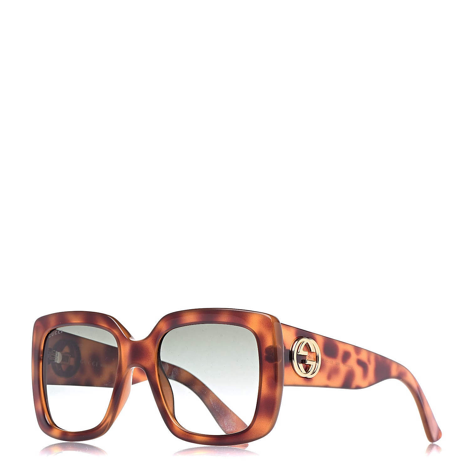 Gucci Acetate Square Frame Sunglasses GG0141S Tortoise 1 of 9