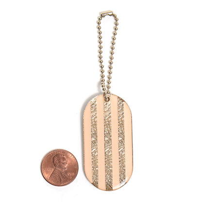 Chanel Stripe Dog Tag Key Ring Beige 2 of 3