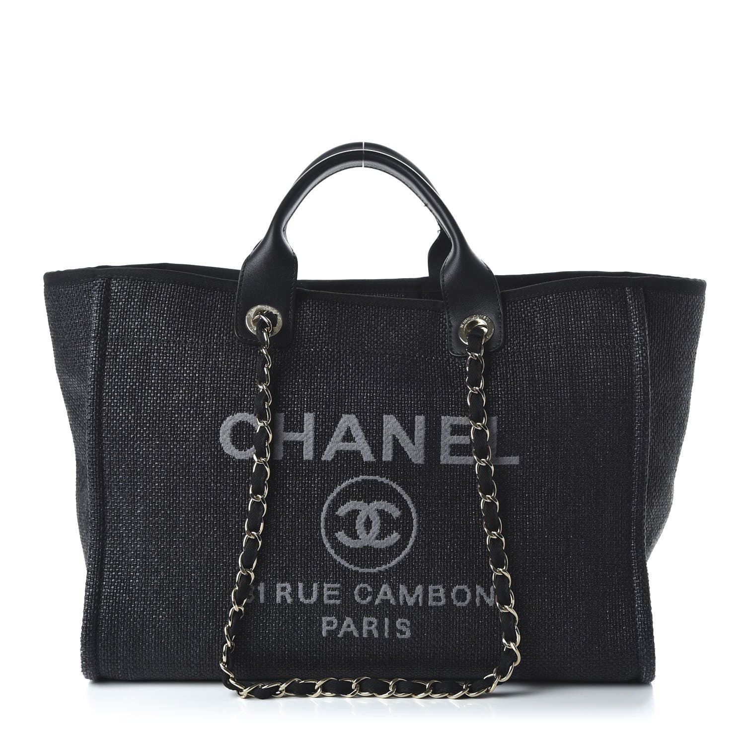 Chanel Woven Straw Raffia Medium Deauville Tote Black 1 of 11