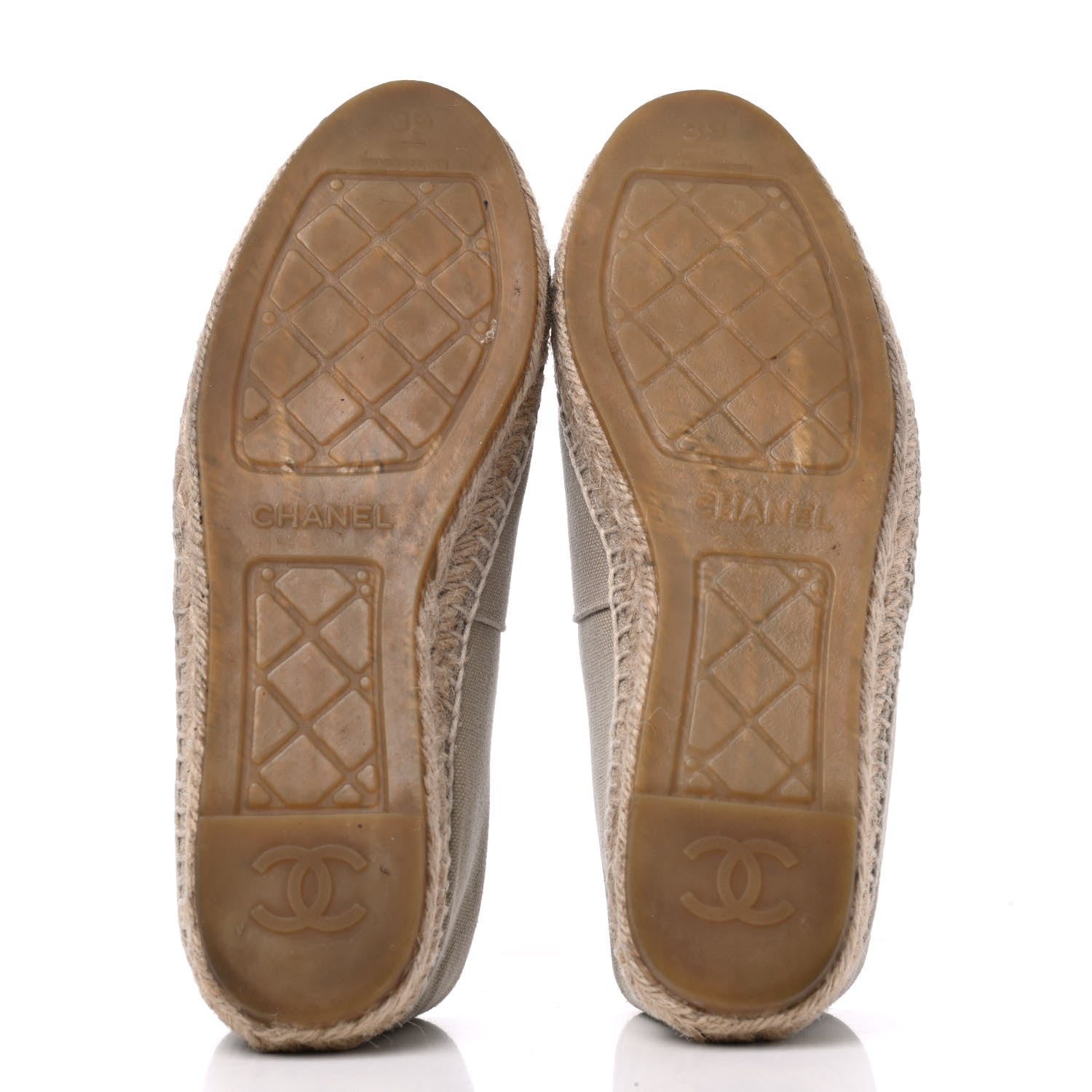 Chanel Canvas Grosgrain CC Espadrilles 39 Beige Black 5 of 19