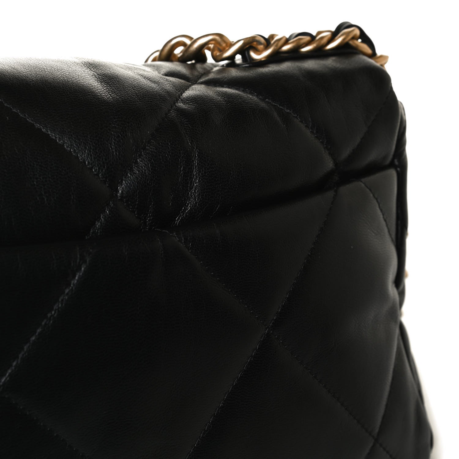 Chanel Shiny Goatskin Quilted Large Chanel 19 Flap Black 13 of 17
