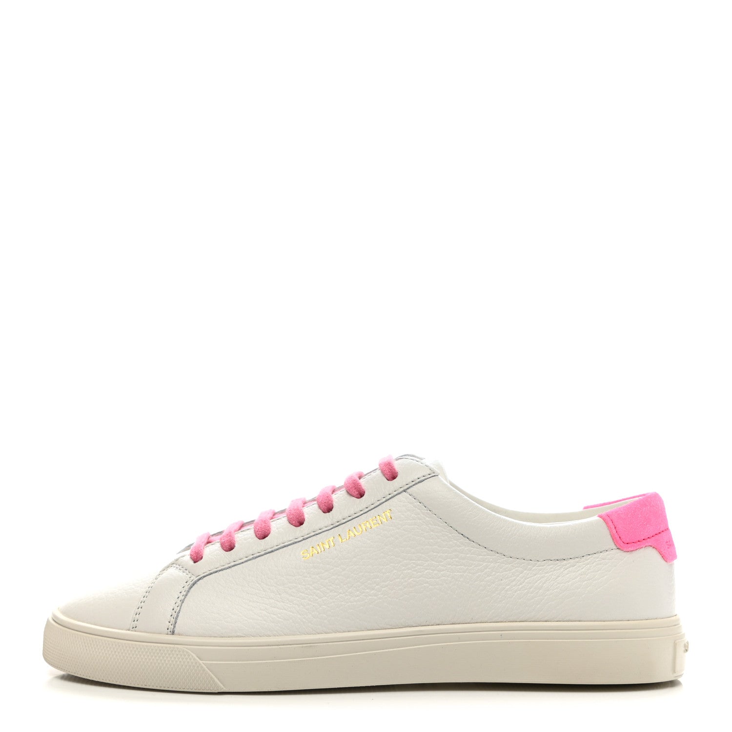 Saint Laurent Grained Calfskin Andy Low Top Sneakers 38.5 White Pink 1 of 8