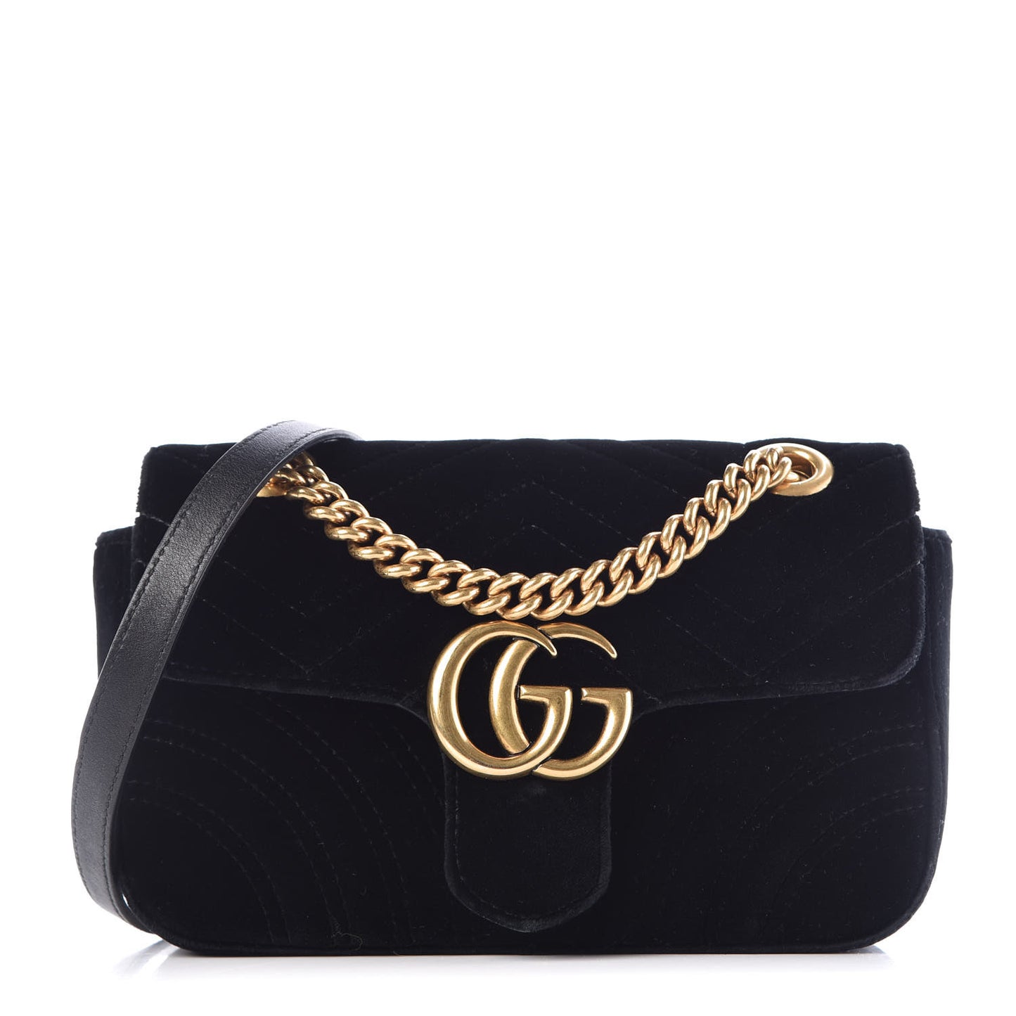 Velvet Matelasse Mini GG Marmont Shoulder Bag Black
