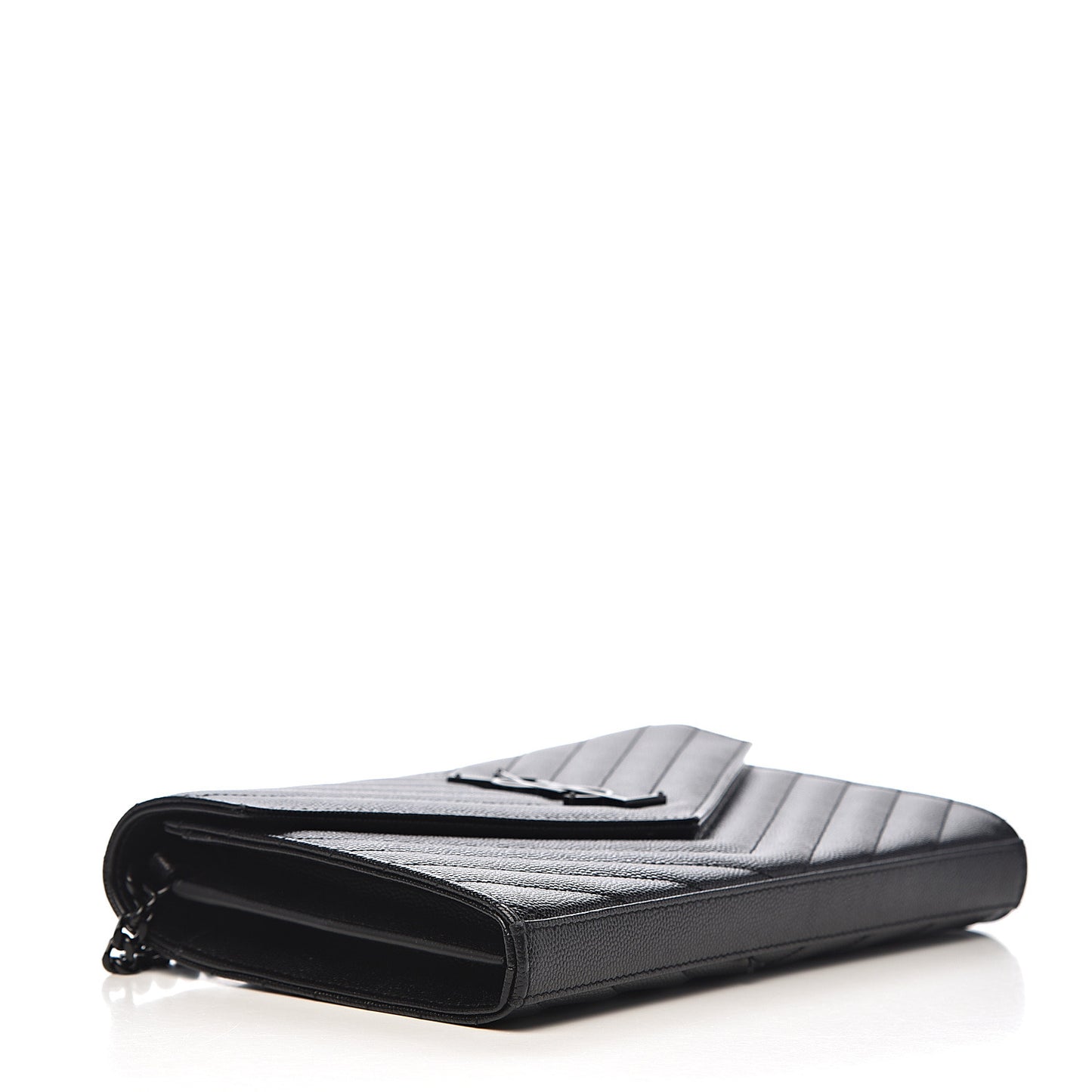 Grain De Poudre Matelasse Chevron Monogram Chain Wallet Black