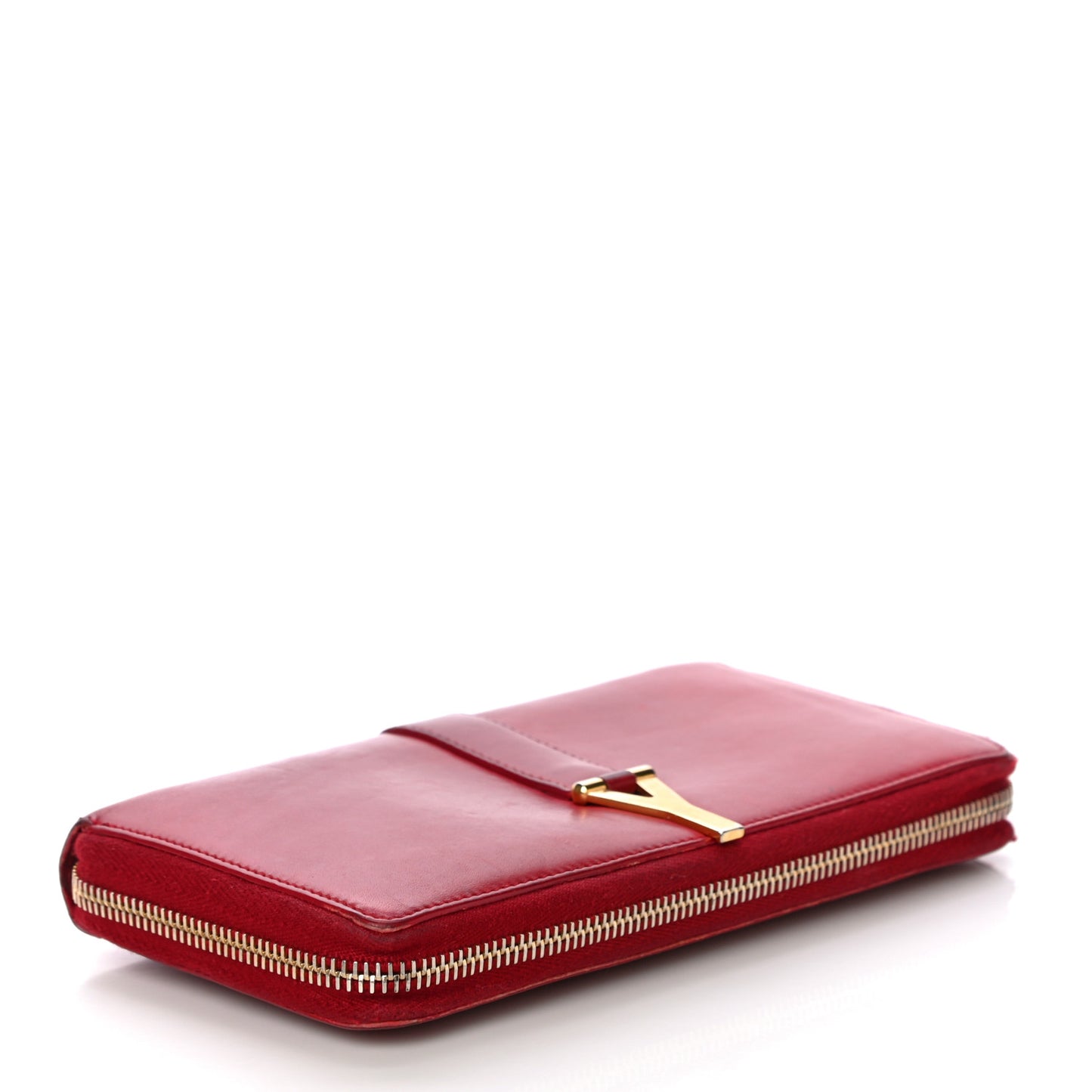 Calfskin Classic Y Ligne Zip Around Wallet Red