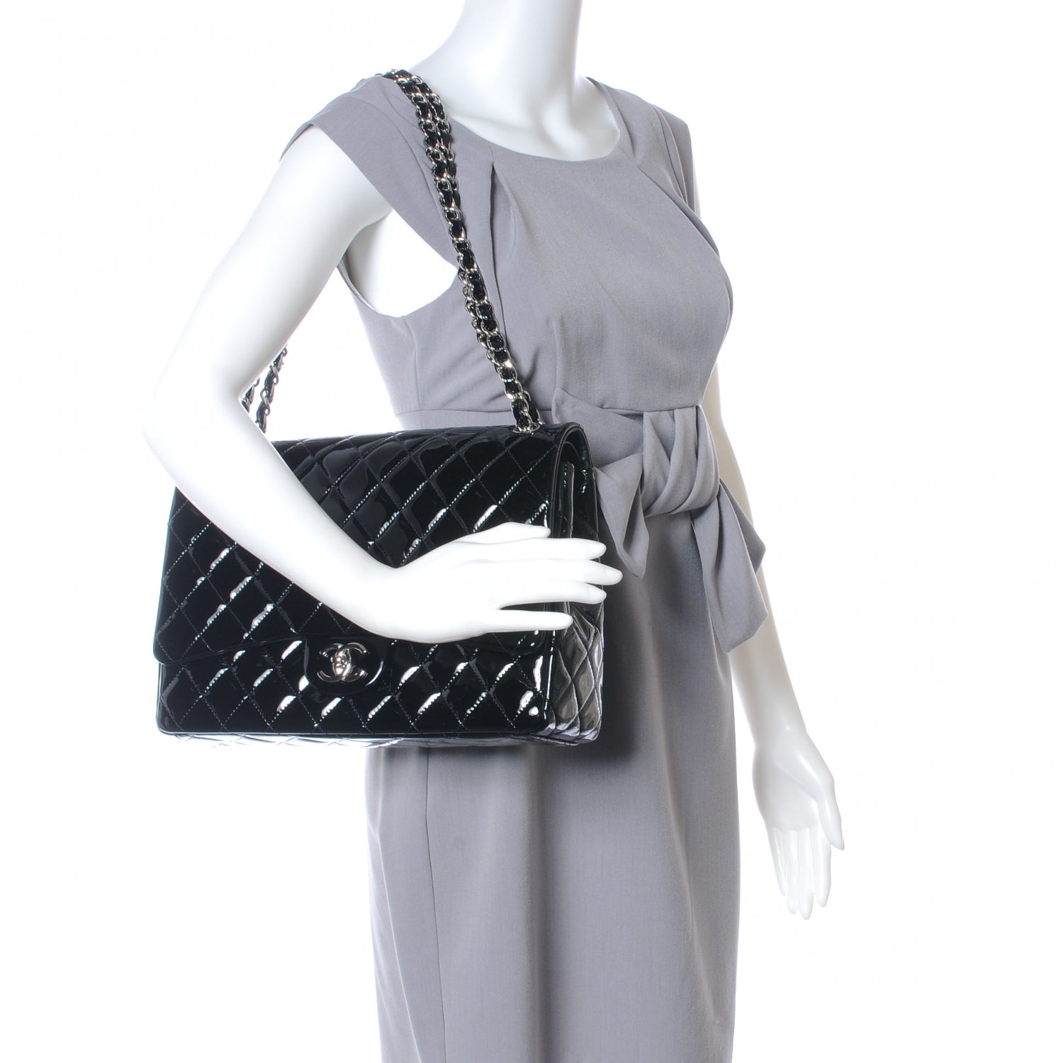 Chanel Patent Quilted Maxi Double Flap Black 2 of 9