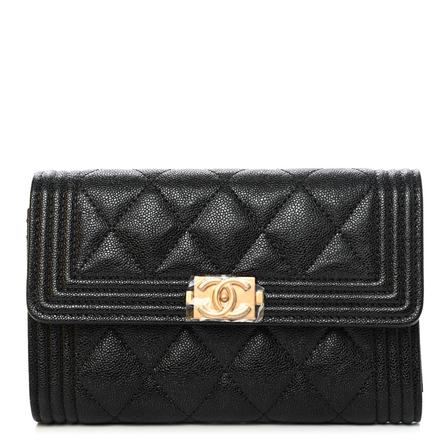 Caviar Quilted Medium Boy Flap Wallet Black