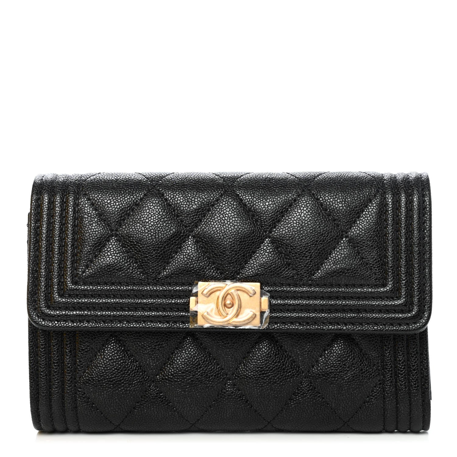 Chanel Caviar Quilted Medium Boy Flap Wallet Black 1 of 4