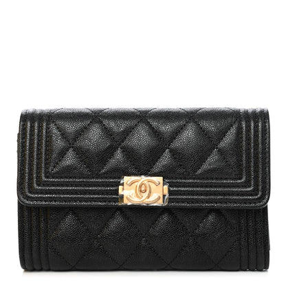 Chanel Caviar Quilted Medium Boy Flap Wallet Black 1 of 4