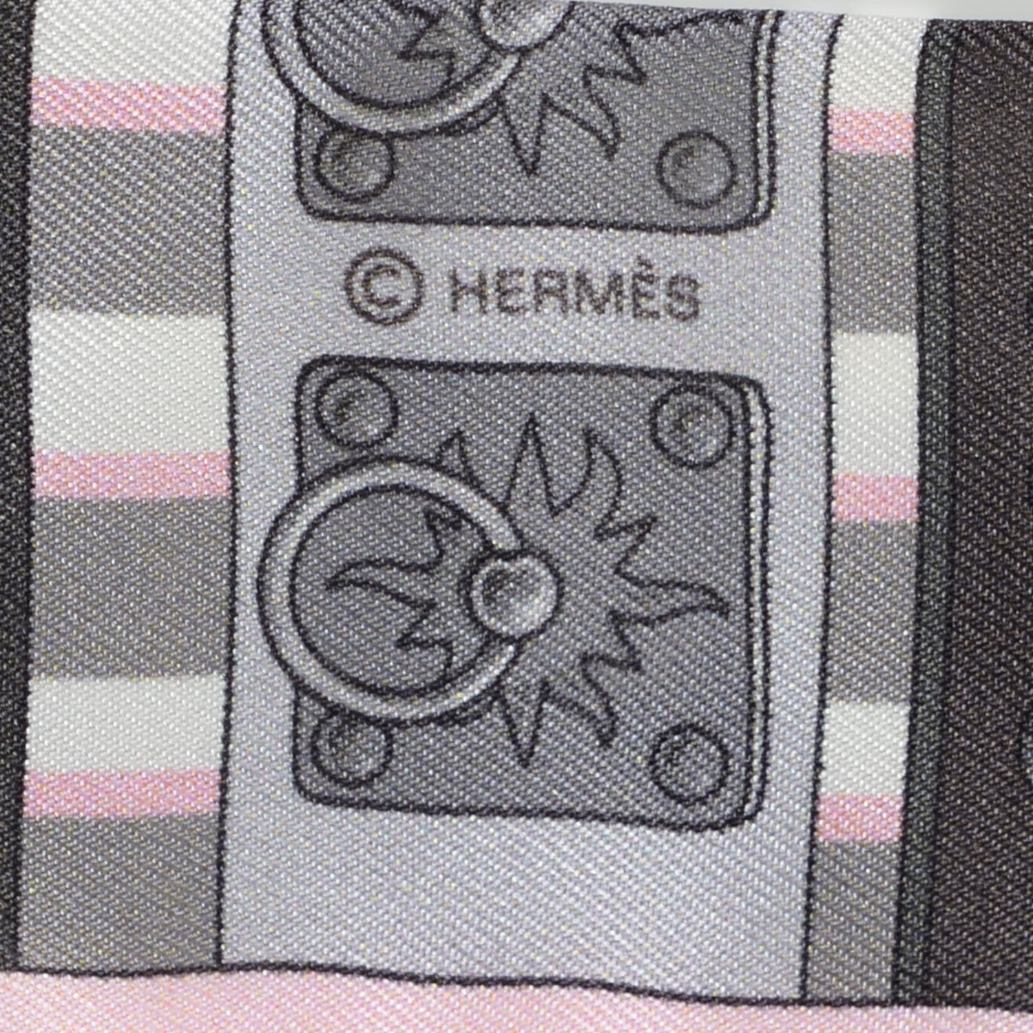 Hermes Silk Colliers de Chiens Twilly Rose Pale Gris Beige Rose 4 of 6