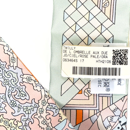 Hermes Silk De l'Ombrelle Aux Duels Twilly Ciel Rose Pale Orange 4 of 5