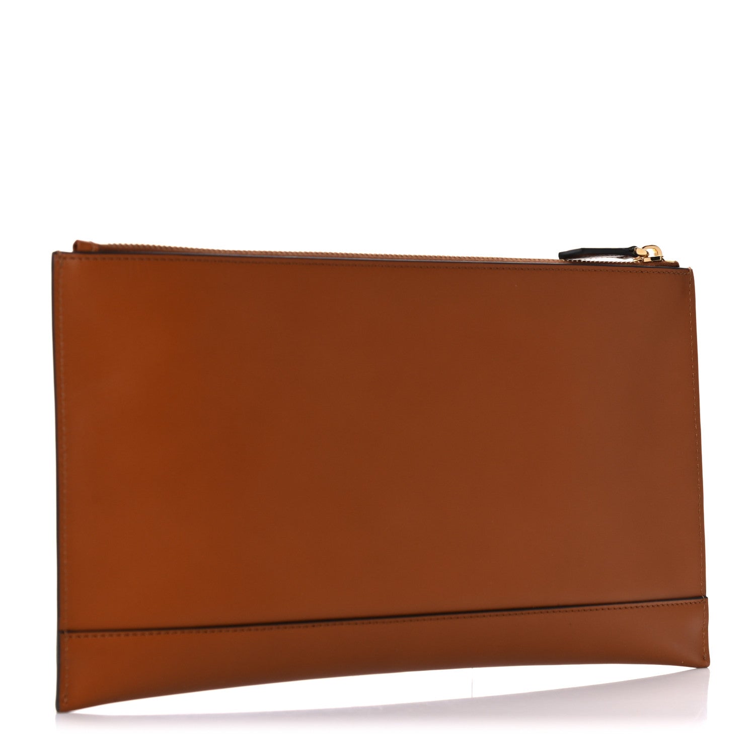 Fendi Vitello King Logo Embossed Medium Flat Pouch Cuoio 3 of 17