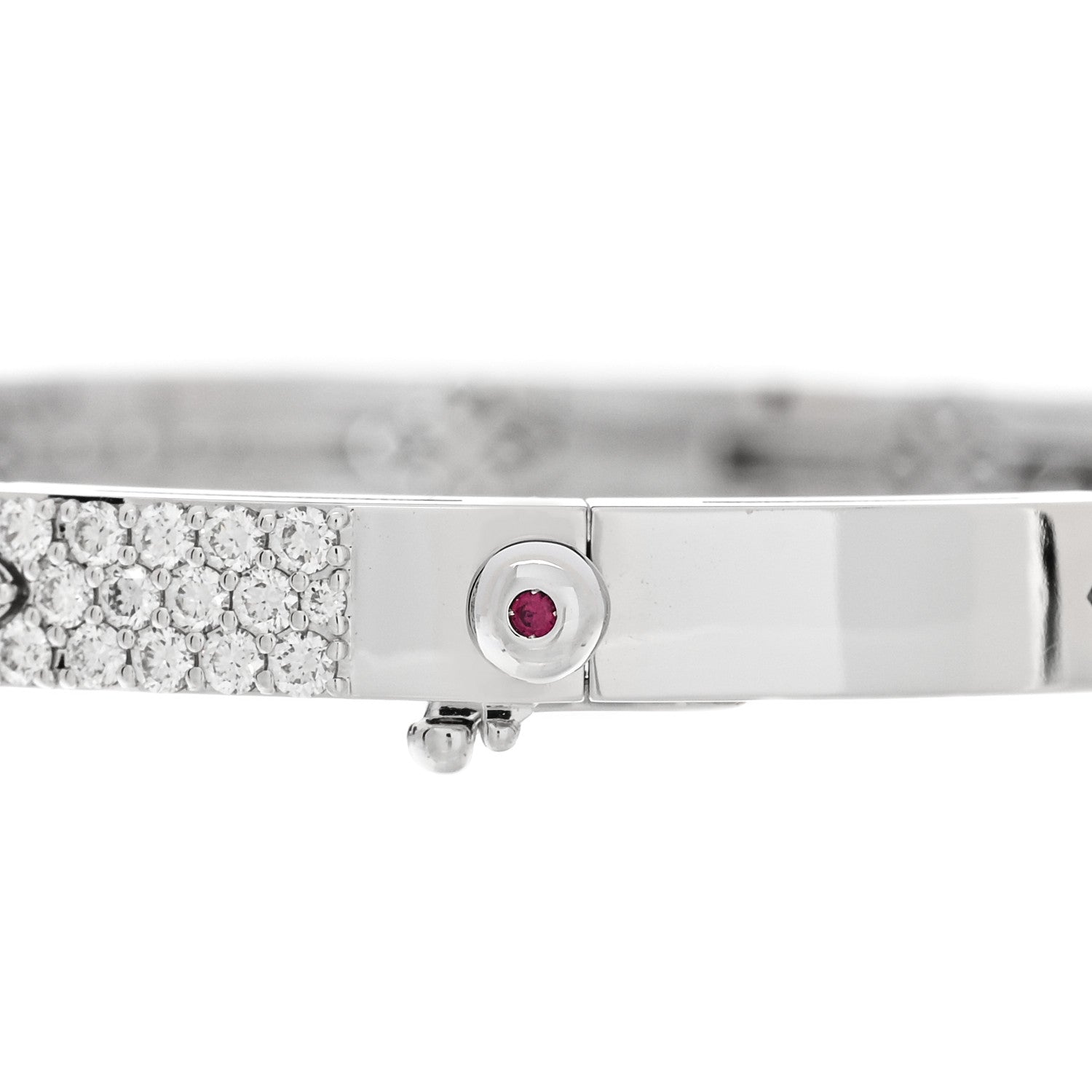 Roberto Coin 18K White Gold Diamond Love in Verona Pave Bangle Bracelet 5 of 6