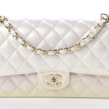 Chanel Iridescent Lambskin Quilted Medium Double Flap Ivory 8 of 10