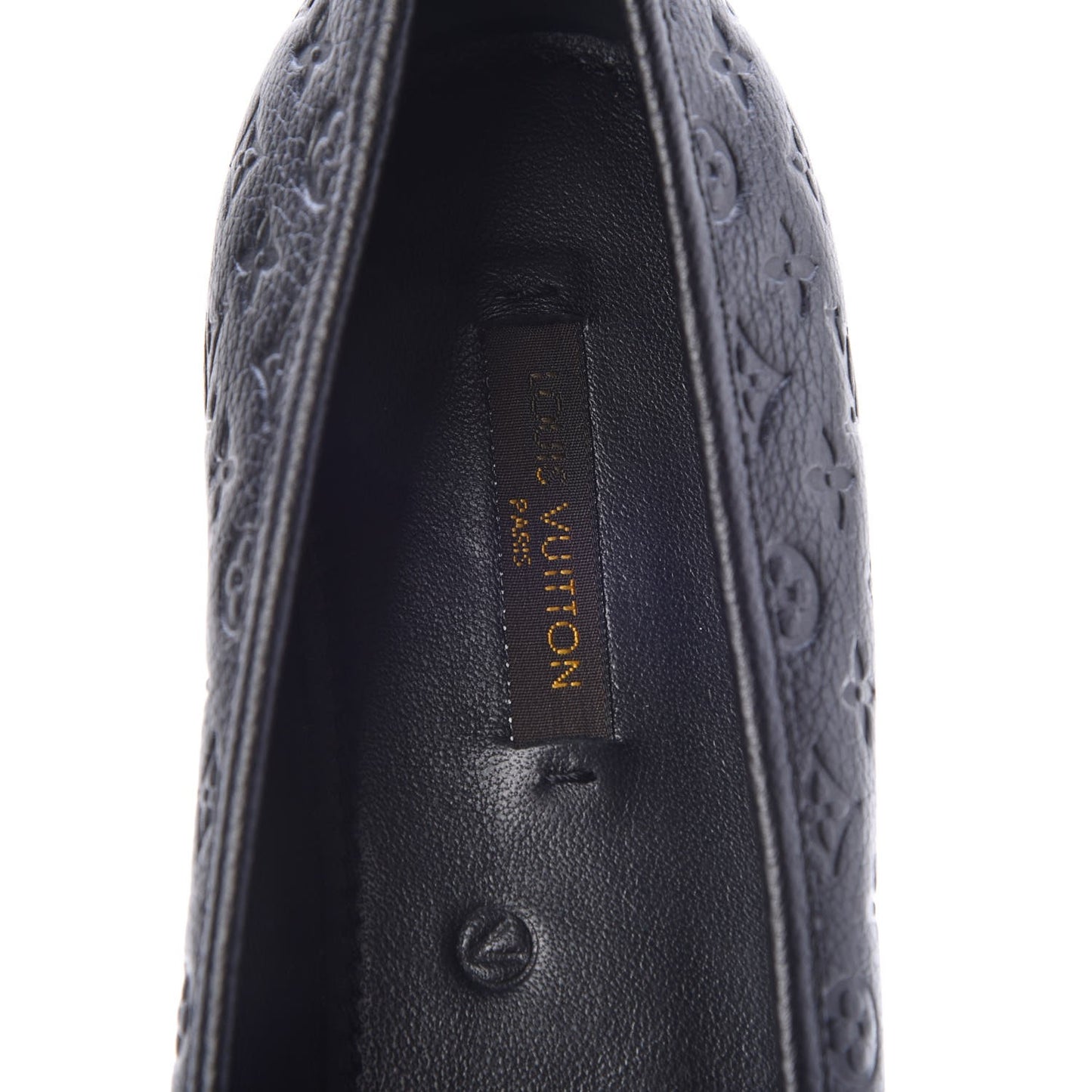 Calfskin Monogram Embossed Debbie Ballerina Flats 38 Black