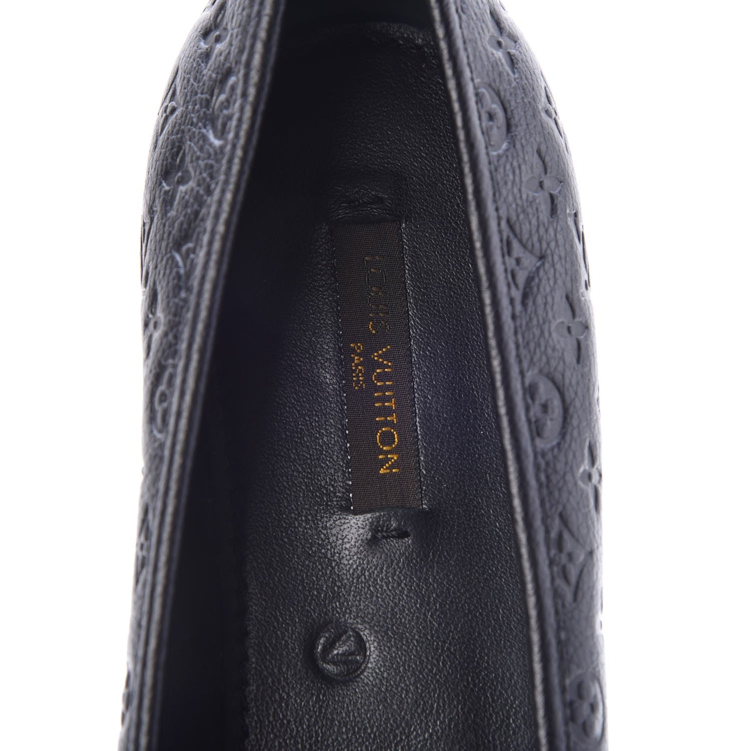 Louis Vuitton Calfskin Monogram Embossed Debbie Ballerina Flats 38 Black 7 of 9