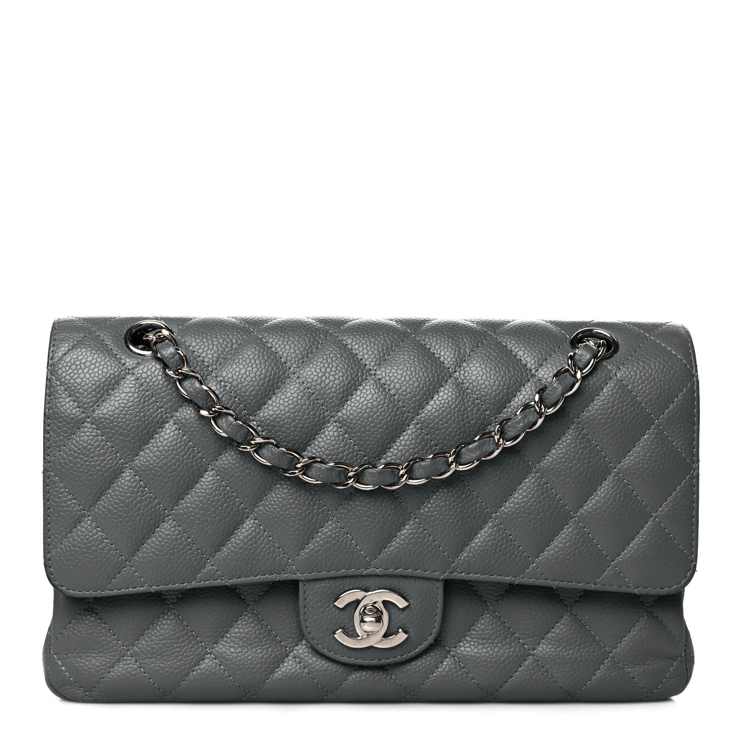 Chanel Caviar Quilted Medium Double Flap Grey 1 of 10