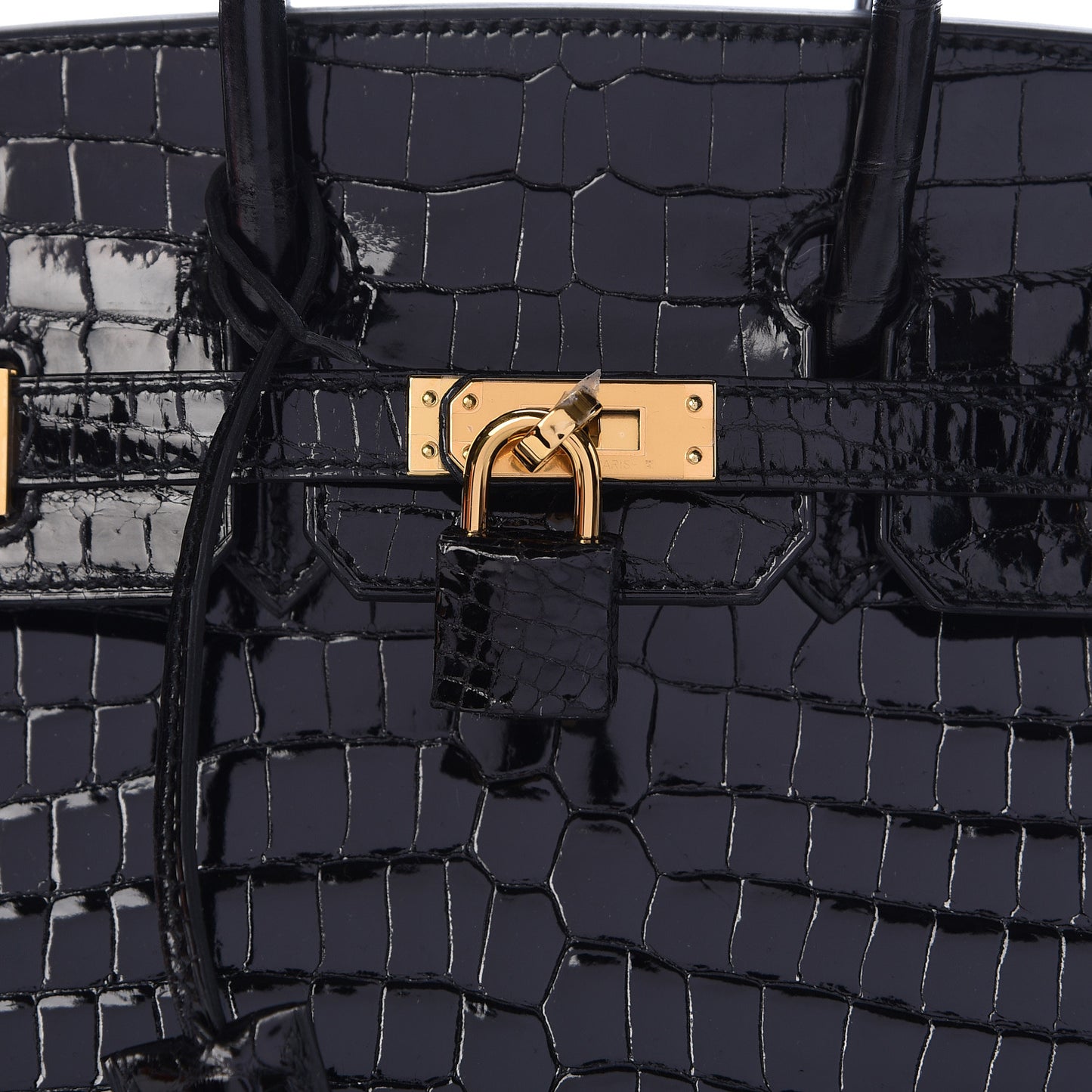 Shiny Porosus Crocodile Birkin 25 Black