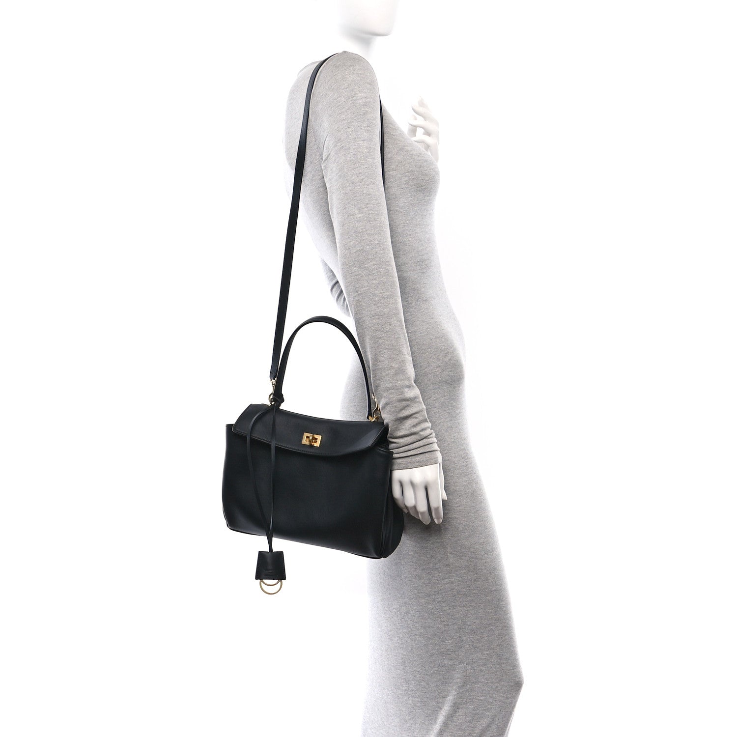 Balenciaga Natural Smooth Calfskin Small Rodeo Top Handle Handbag Black 2 of 9