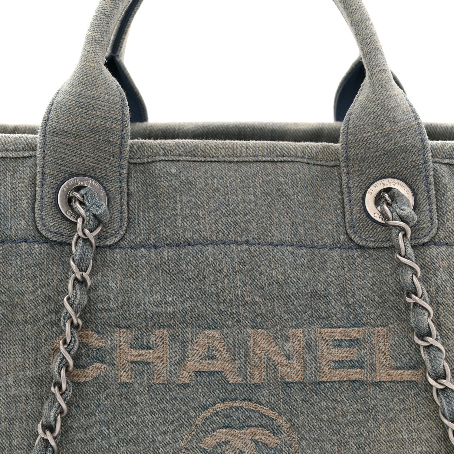 Chanel Denim Small Deauville Tote Light Blue 9 of 11