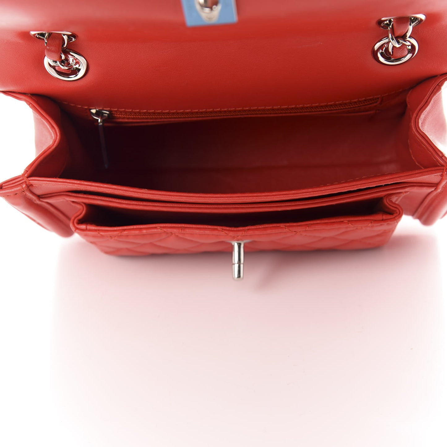 Lambskin Quilted Small Geometric Flap Red