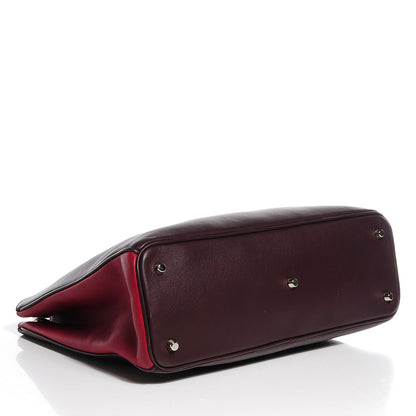 Christian Dior Smooth Calfskin Tri-Color Large Diorissimo Tote Burgundy 4 of 8