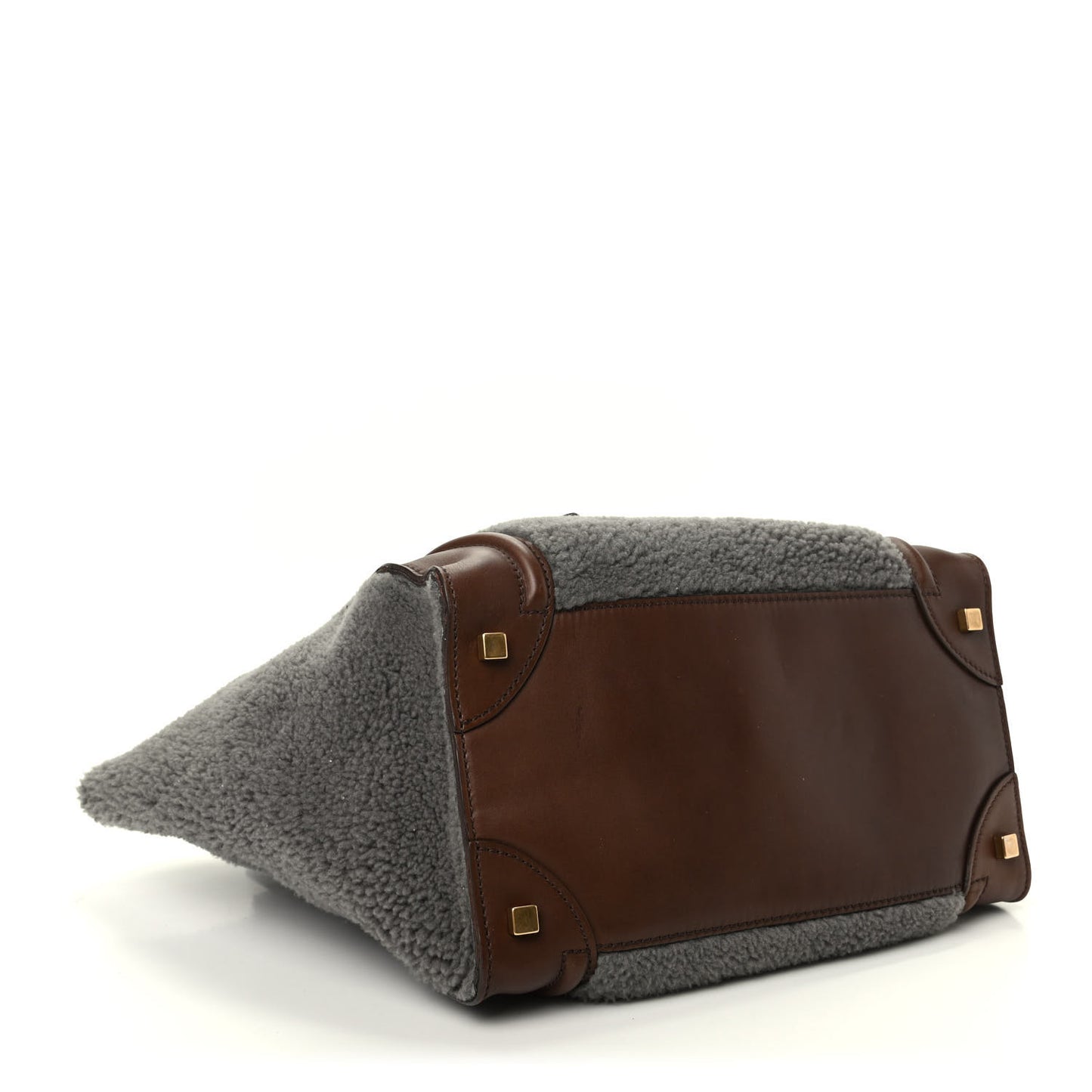 Smooth Calfskin Shearling Mini Luggage Grey