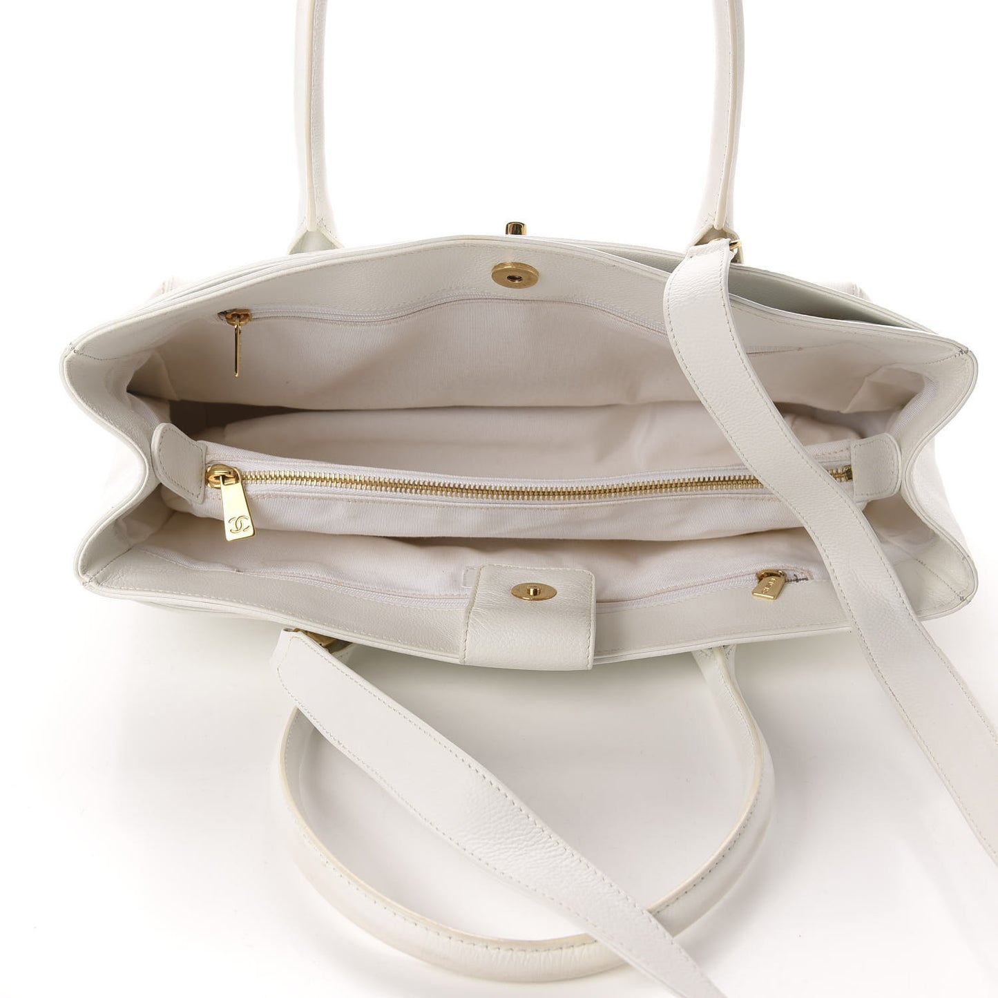 Calfskin Cerf Executive Shopper Tote White